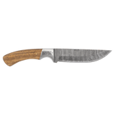 Bison River | 9 1/2" Fixed Blade Wood Knife with Damascus Steel Blade and Leather Sheath
